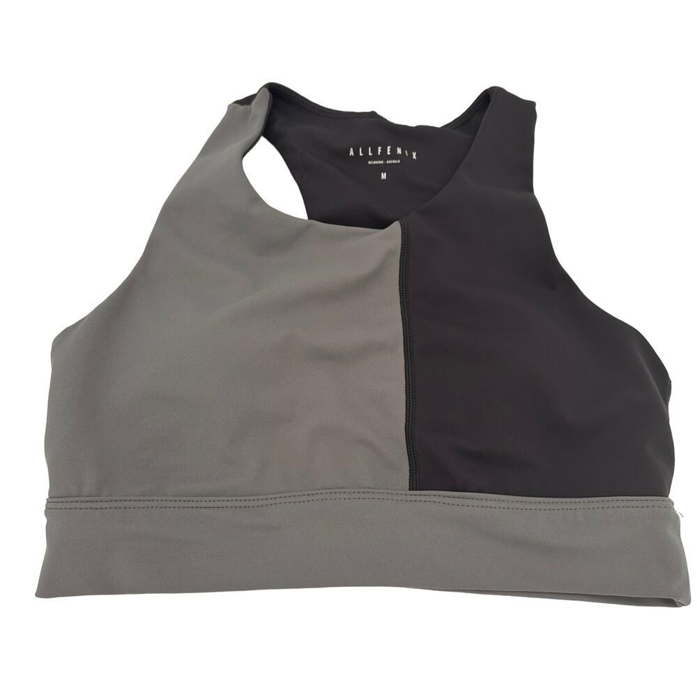 Allfenix Grey & Black Colorblock Halter Sports Bra Size Medium